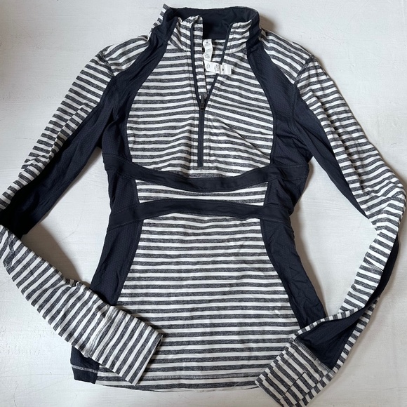 Lululemon Stripe Run Hills 1/2 Zip Pullover - Picture 2 of 5